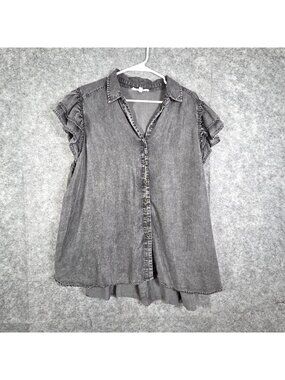 Jane + Delancey Women’s Sleeveless Blouse Gray Size 2X Button Up Plus Casual Wor